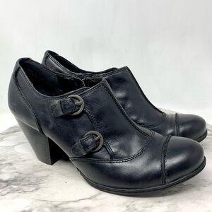 B.O.C. Born Kenia Monk Strap Leather Spat Booties 7/38 Retro Comfy Quirky Artsy